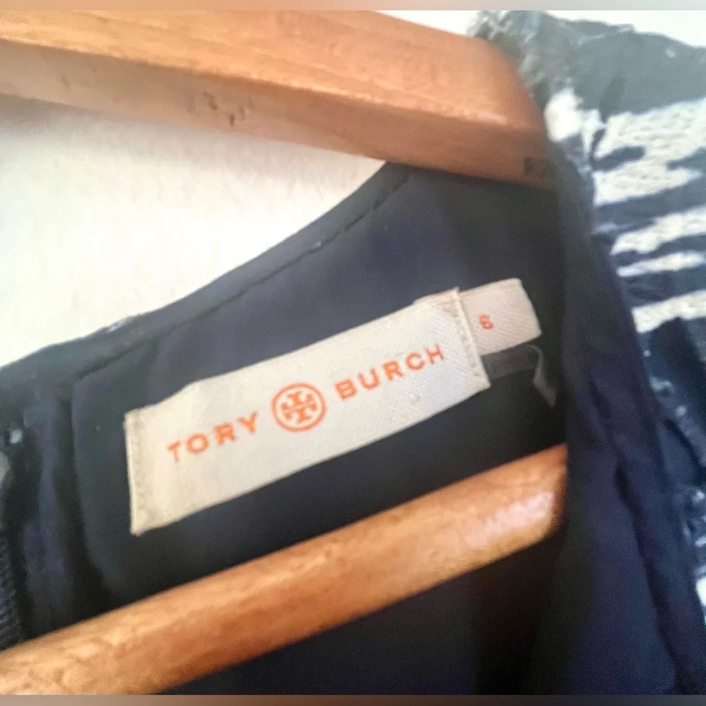 Tory Burch Dina Navy Space Dyed Cutout Dress Size 6 Excellent Condition